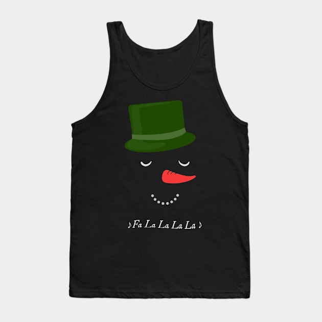 Fun Fa La La Musical Winter Snowman Face with Top Hat Tank Top by Dibble Dabble Designs